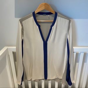 Elie Tahari Beige/Blue Blouse